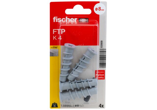 Συσκευασία: "fischer FTP 4 Νάιλον αγκύριο για πορομπετόν σε blister"