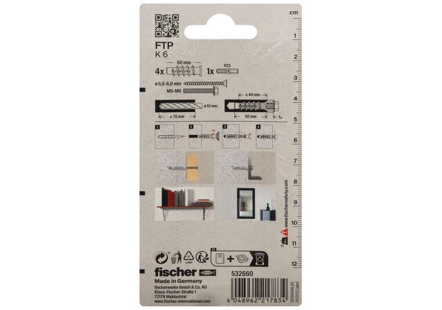 Packaging: "피셔 터보 기포 콘크리트 앵커 FTP K 6 K SB-card"