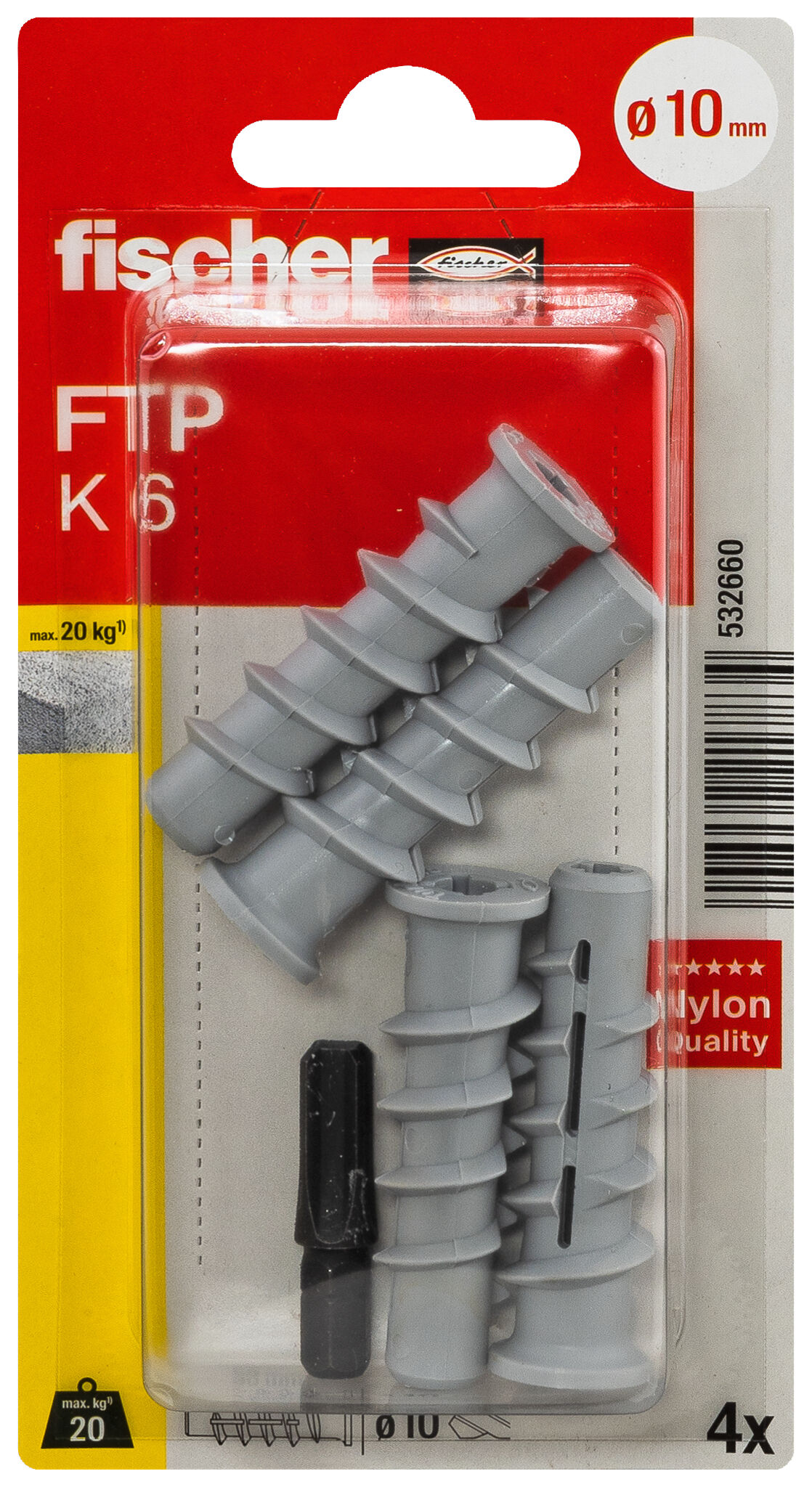 Packaging: "fischer Turbo aircrete anchor FTP K 6 K SB-card"