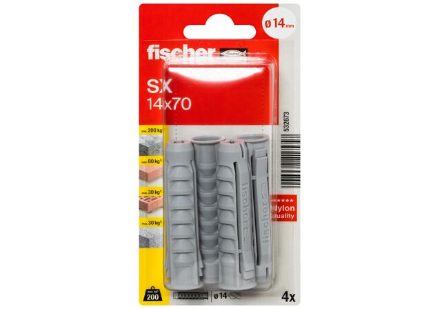 Packaging: "fischer Expansion plug SX 14 x 70 with rim"