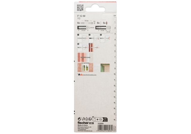 Packaging: "fischer Metal frame fixing F 10 M 112 K SB-card"