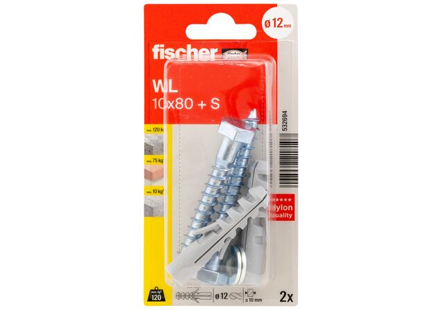 Packaging: "fischer WC and sanitary fixing WL 10 x 70 + S K SB-card"