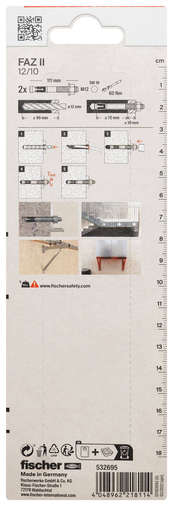 fischer bolt anchor FAZ II 12/10 K NV