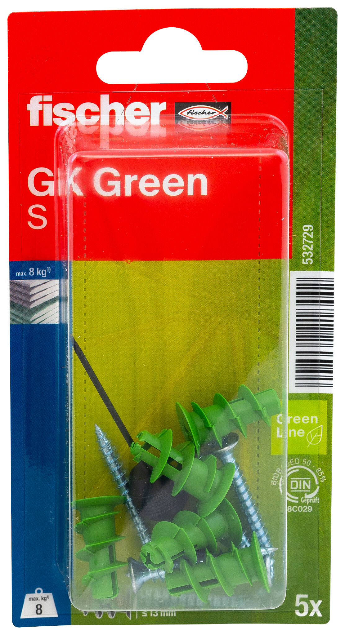 Packaging: "fischer Plasterboard fixing GK Green S with screw"