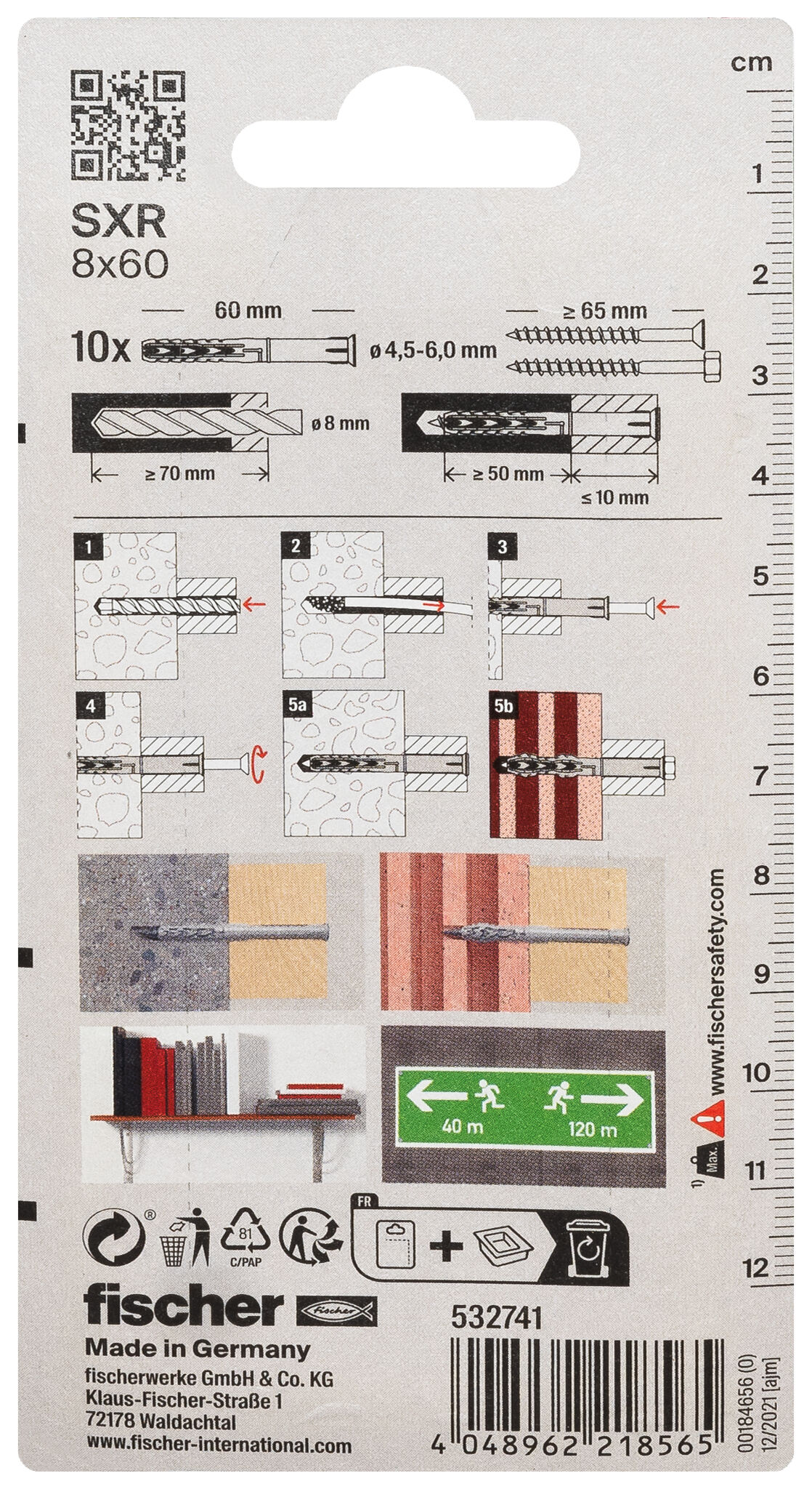 Packaging: "fischer Frame fixing SXR 8 x 60 K SB-card"