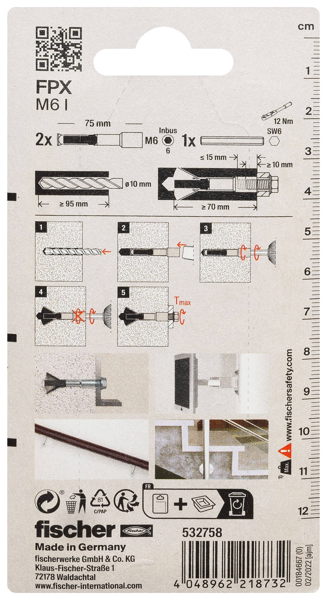 Packaging: "fischer Aircrete anchor FPX-I M6 SB-card"