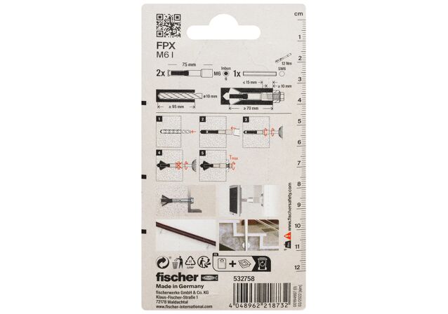 Packaging: "fischer Aircrete anchor FPX-I M6 SB-card"
