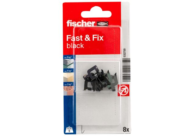 Συσκευασία: "fischer Fast & Fix Άγκιστρο τοίχου Μαύρο σε blister"