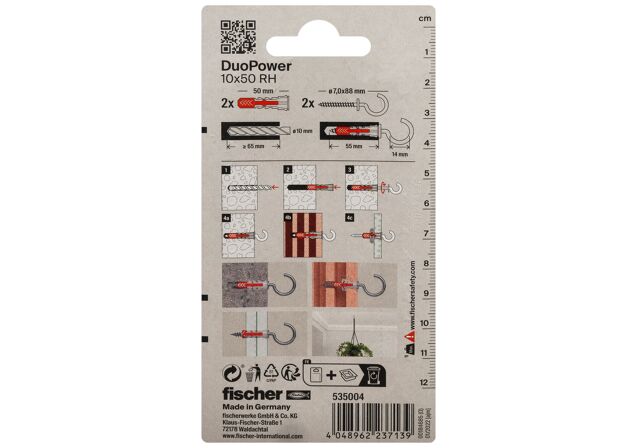 Packaging: "fischer DuoPower 10 x 50 RH yuvarlak kancalı"