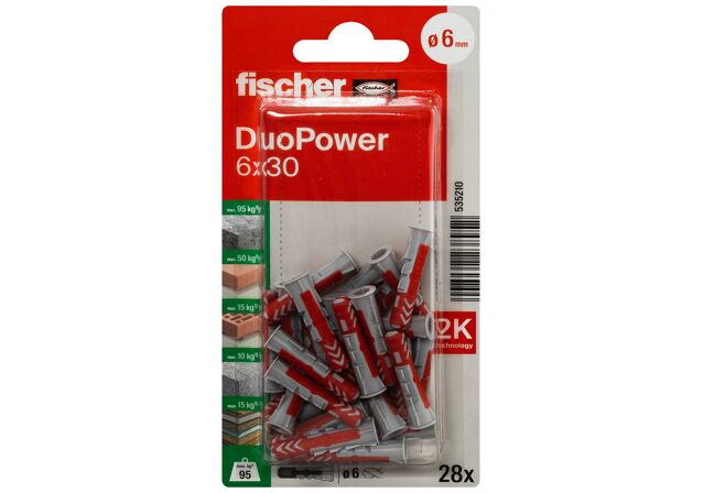 Verpackung: "fischer DuoPower 6 x 30"