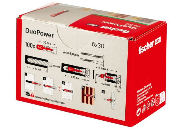 Packaging: "fischer DuoPower 6 x 30"