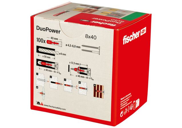 FISCHER - Cheville tous matériaux DuoPower 8x40 - boîte de 100 pcs