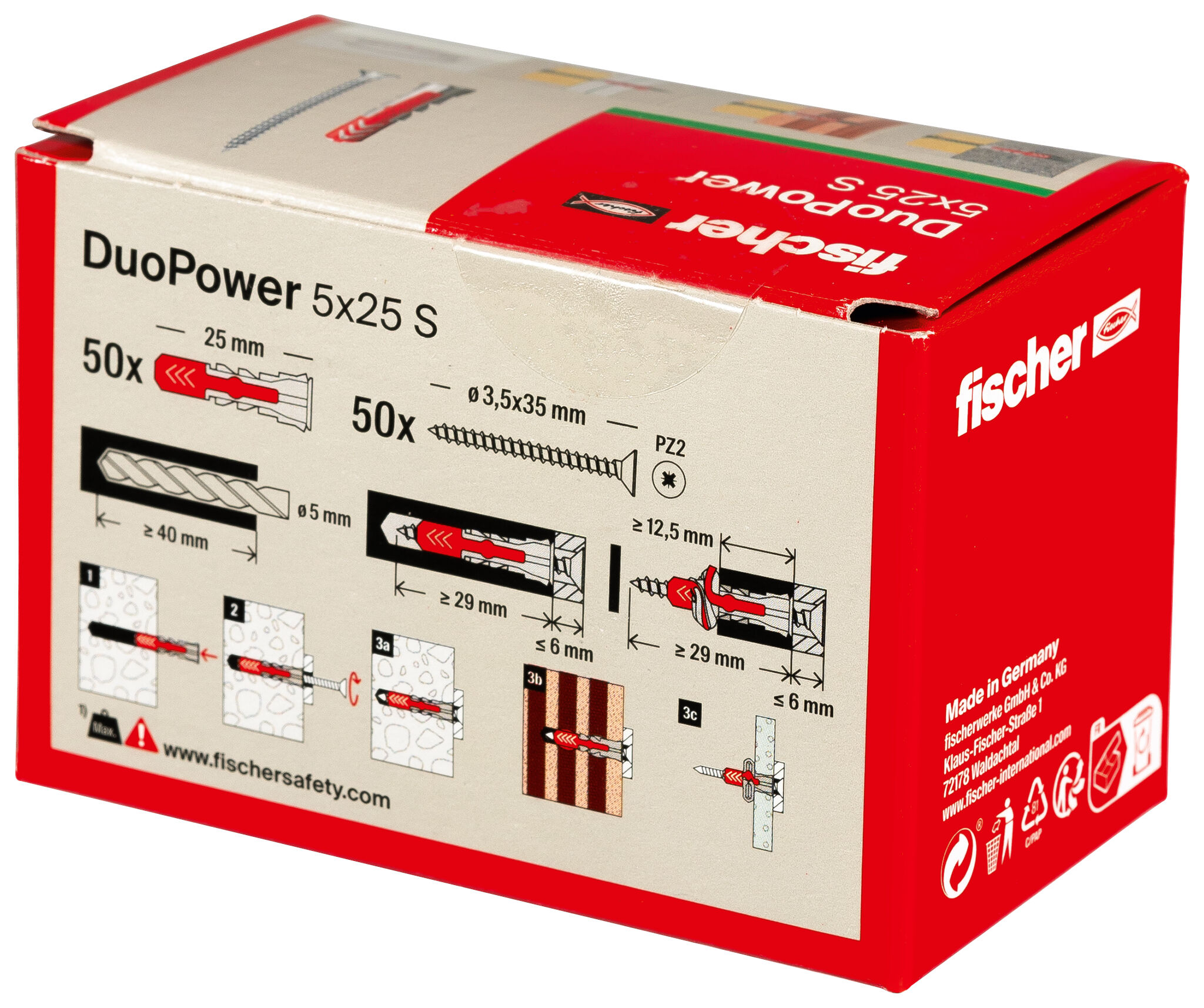 Packaging: "fischer DuoPower 5 x 25 S with screw"
