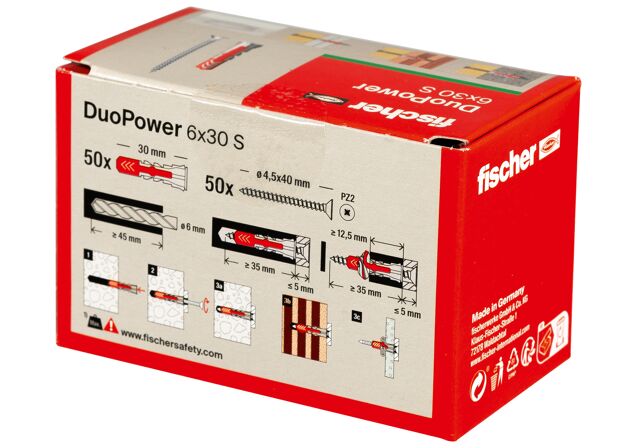 Packaging: "fischer DuoPower 6 x 30 S LD, 스크류 동봉"