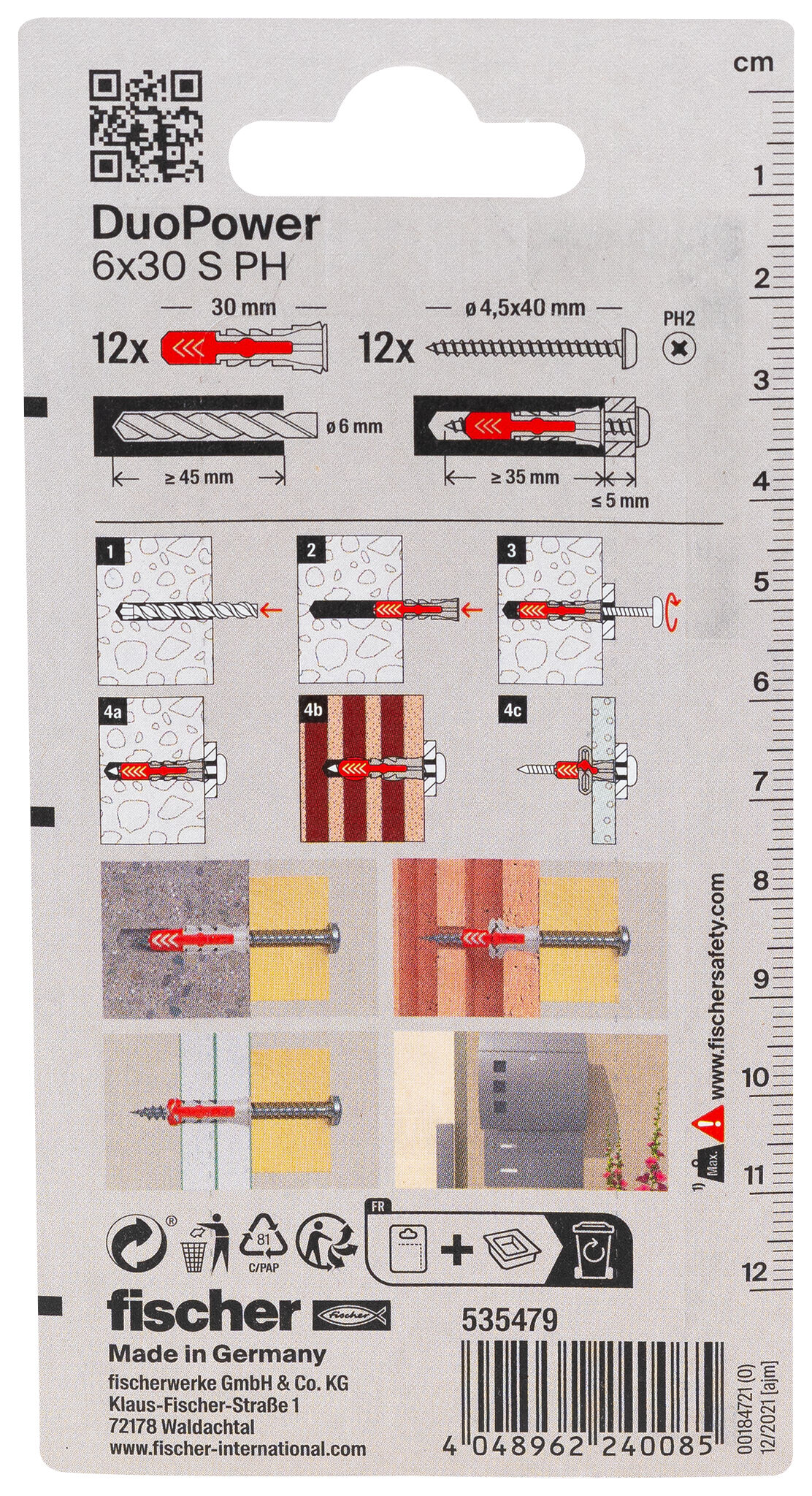 Packaging: "fischer DuoPower 6 x 30 S PH"