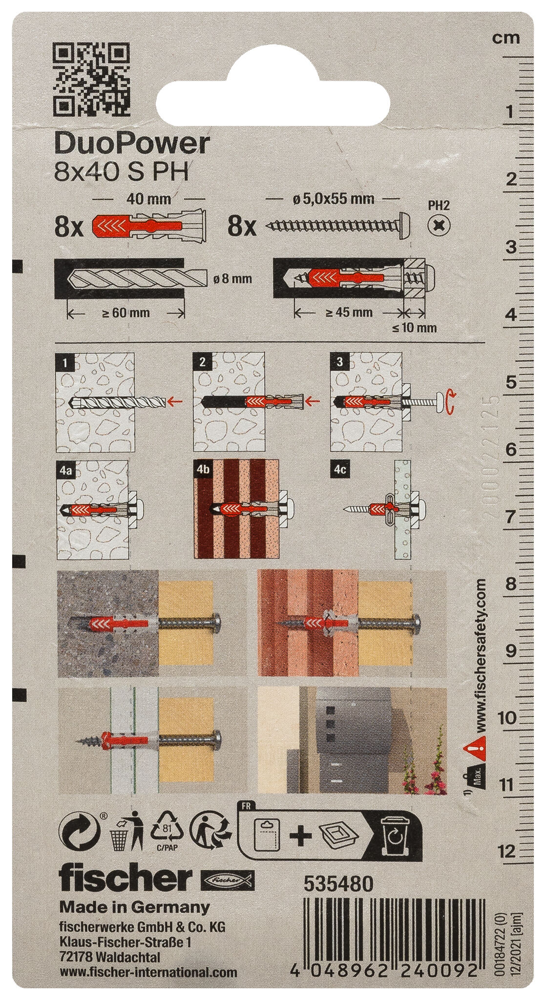 Packaging: "fischer DuoPower 8 x 40 S PH"