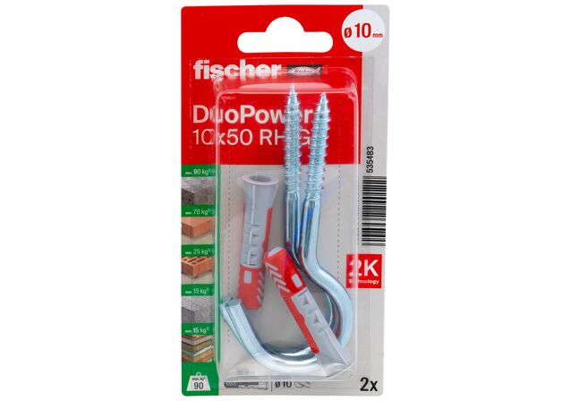 Packaging: "fischer DuoPower 10 x 50 RH G with round hook"