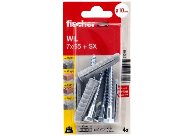 Packaging: "fischer WC and sanitary fixing WL 7 x 65 + SX Plus K SB-card"
