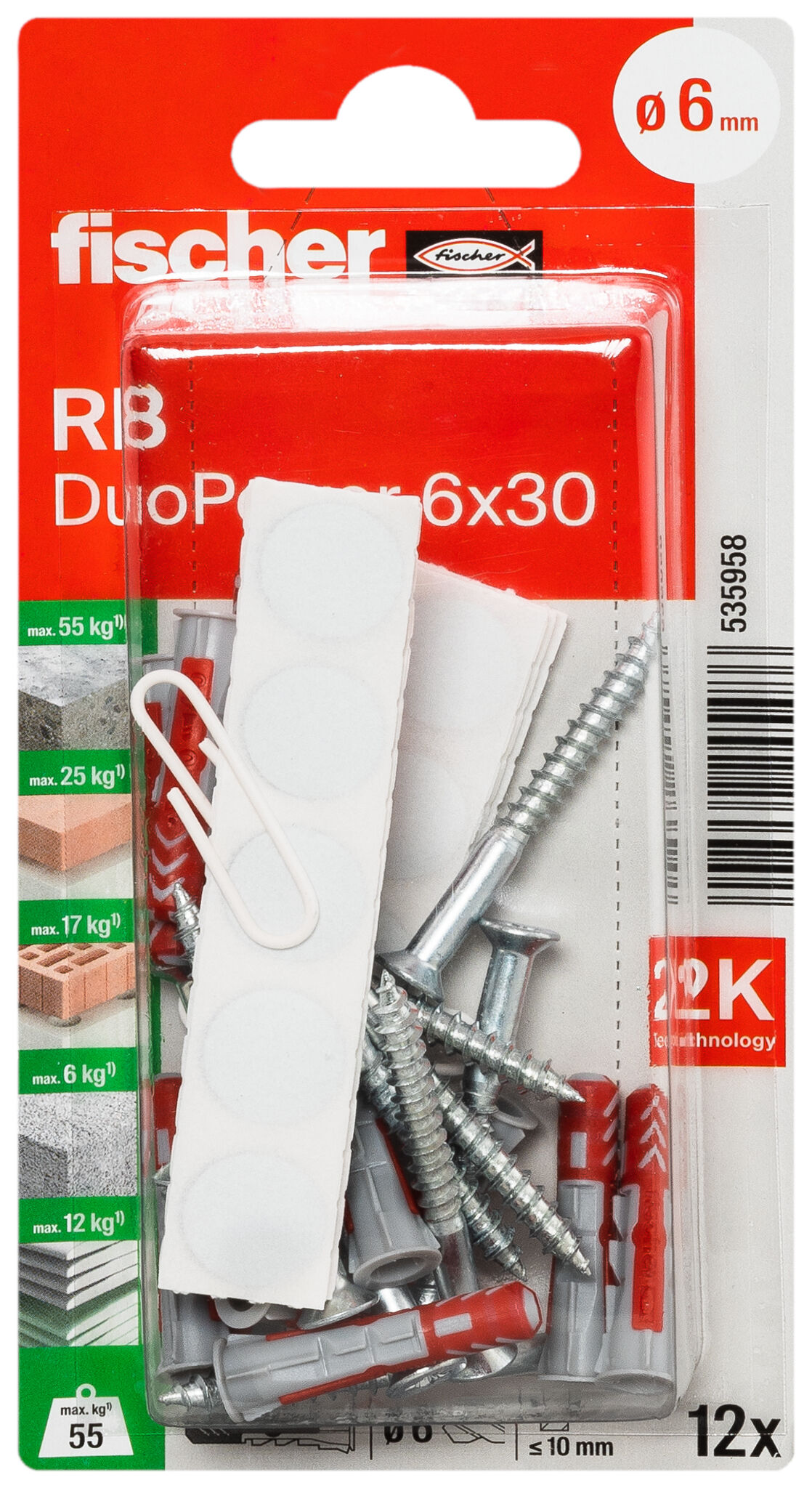 Packaging: "fischer Shelf fixing DuoPower 6 x 30"