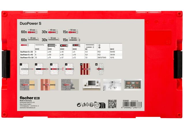 Packaging: "fischer FixTainer - DuoPower and screws"