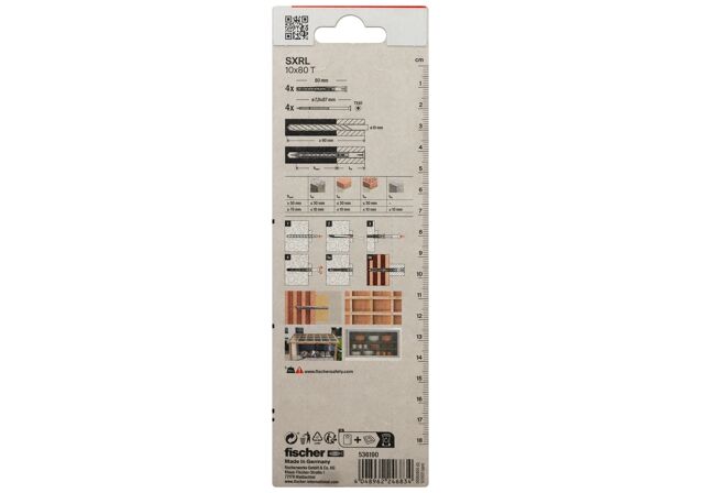 Emballasje: "fischer Fasadeplugg SXRL 10 x 80 T elforsinket (NOBB 55311124)"