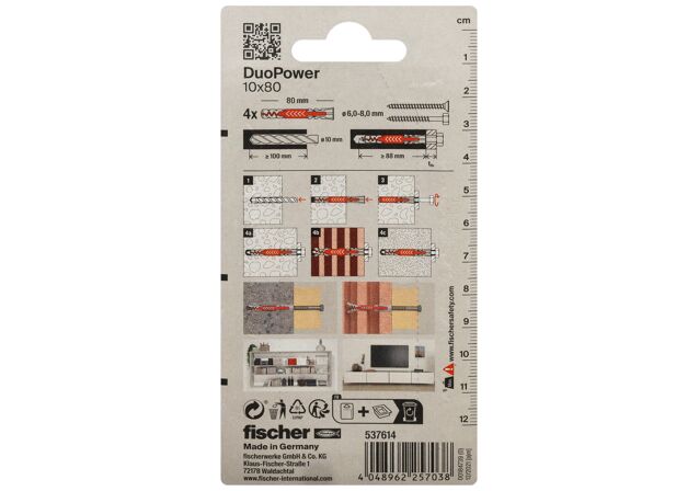 Packaging: "fischer DuoPower 10 x 80"