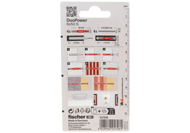 Packaging: "fischer DuoPower 6 x 50 S with screw"