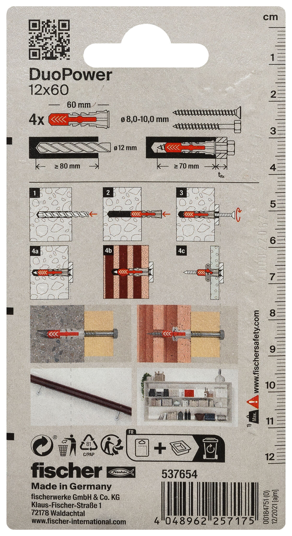 Packaging: "fischer DuoPower 12 x 60"