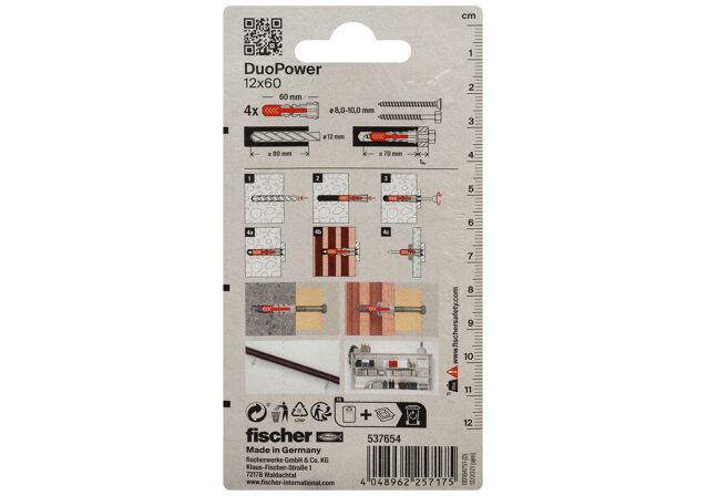 Packaging: "Cheville tous matériaux fischer DuoPower 12x60"
