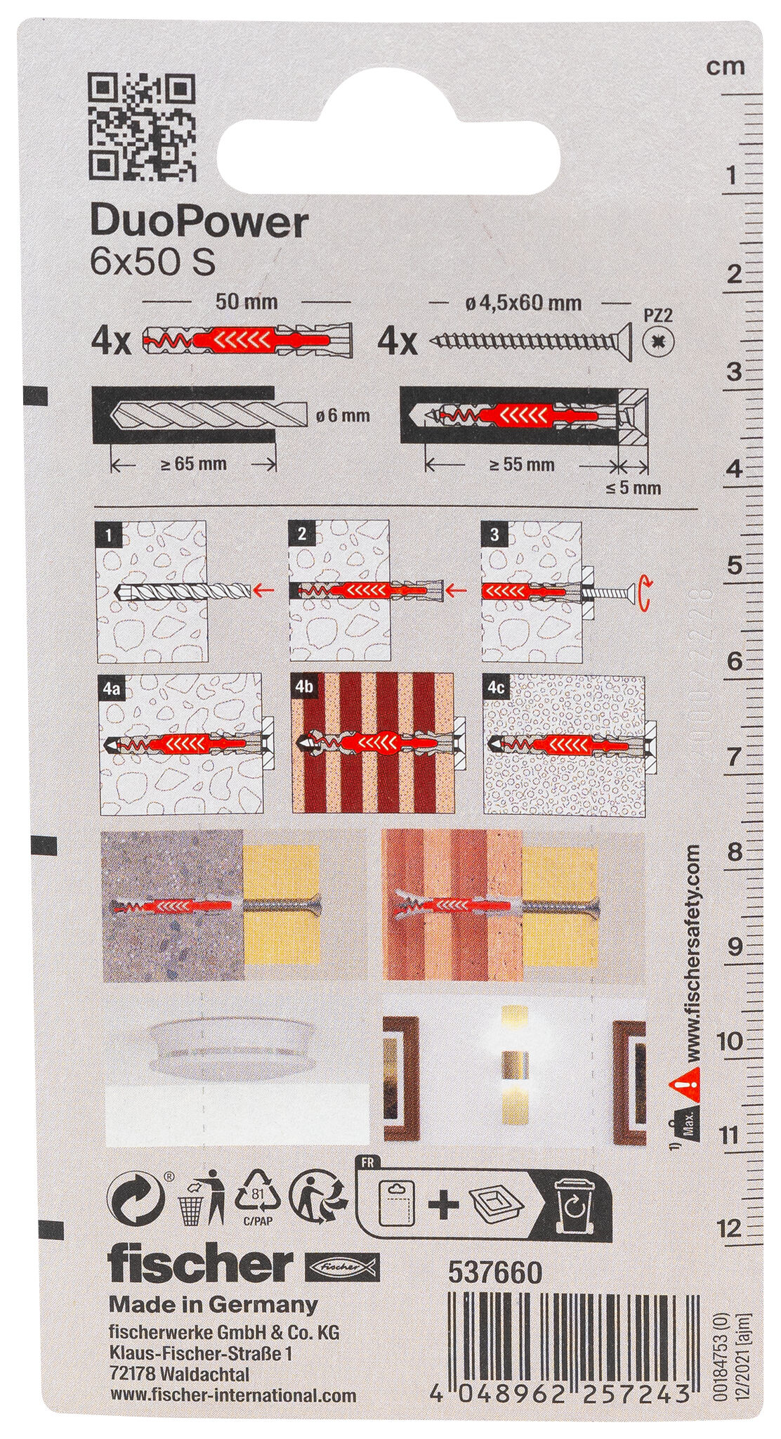 Packaging: "fischer DuoPower 6 x 50 S with screw"