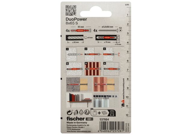 Packaging: "fischer DuoPower 8x65 met schroef"