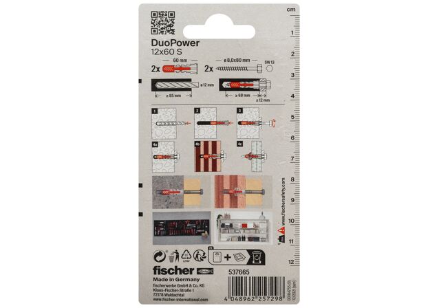 Packaging: "fischer DuoPower 12 x 60 S csavarral"