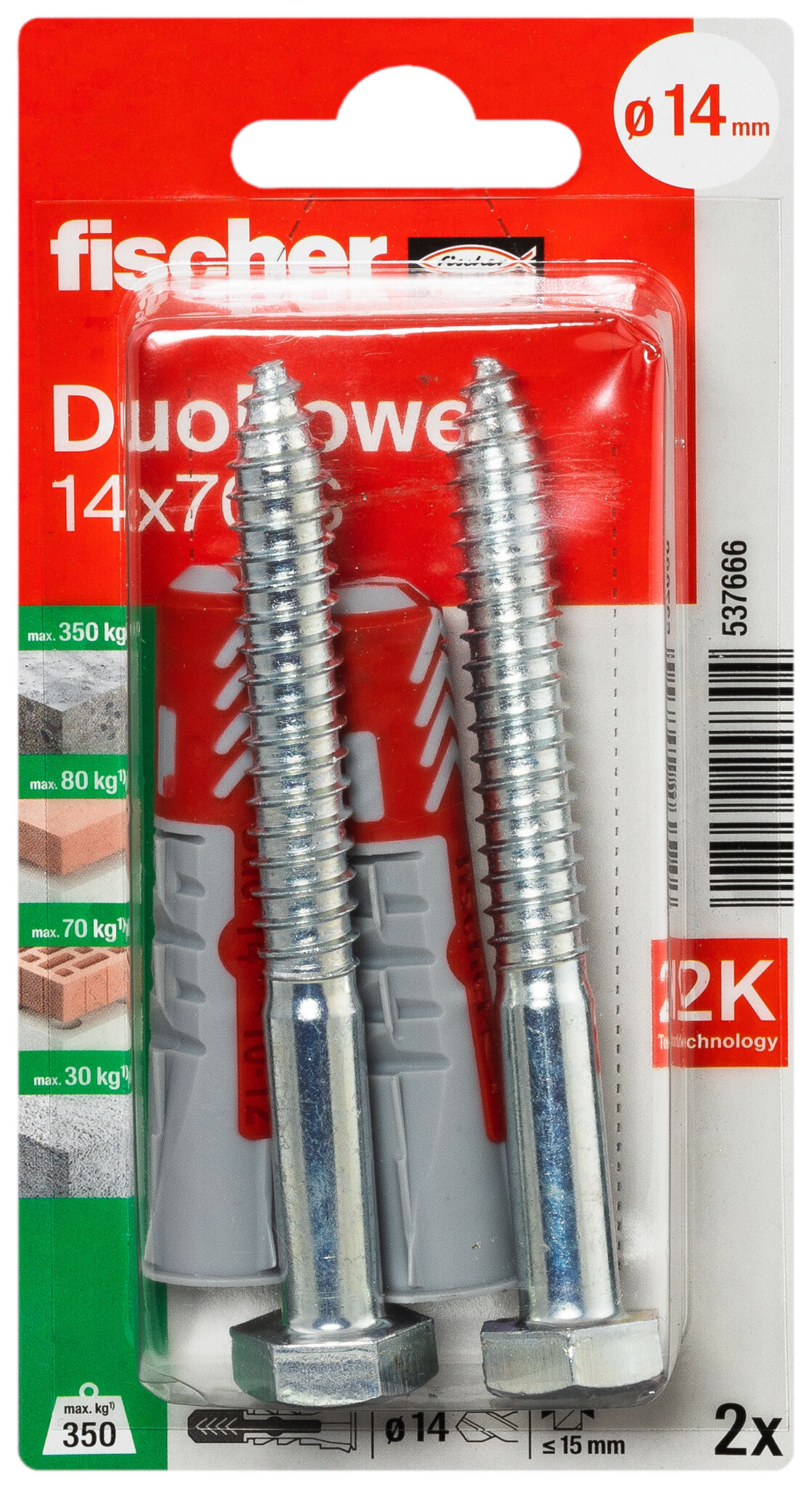 Packaging: "fischer DuoPower 14 x 70 S with screw"
