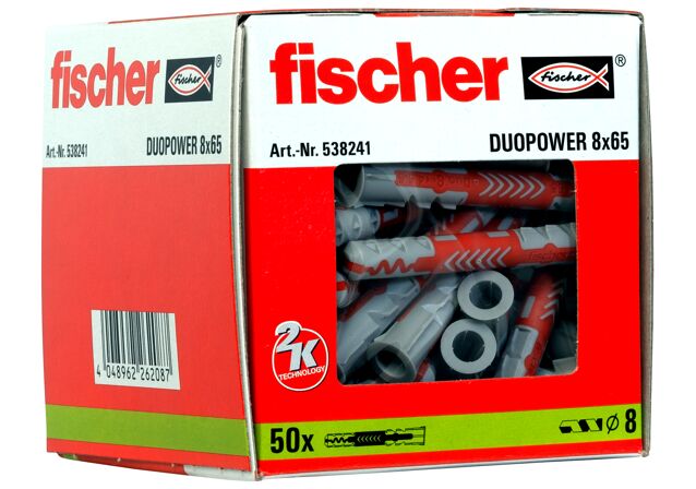Emballasje: "fischer DuoPower universalplugg 8 x 65 (NOBB 51938335)"