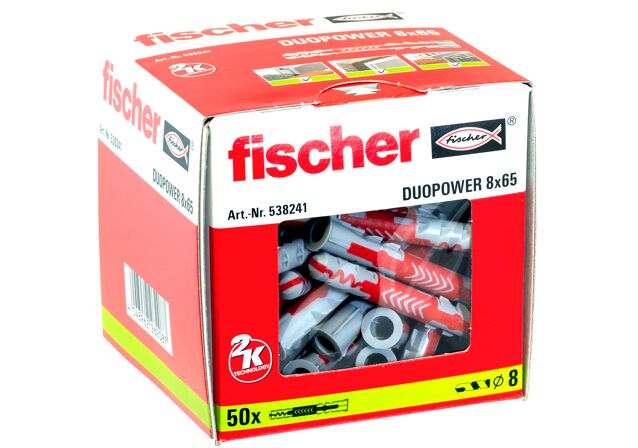 fischer tacos duopower largo 8x65 l 50 und-caja 538241