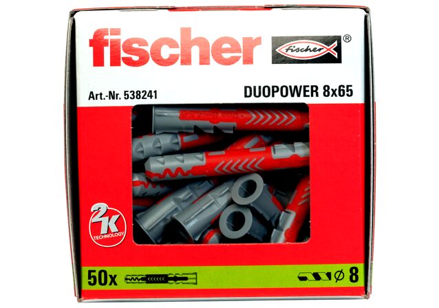 Emballasje: "fischer DuoPower universalplugg 8 x 65 (NOBB 51938335)"
