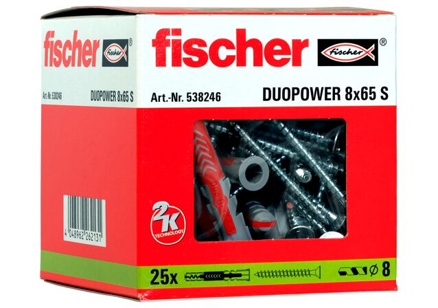 Fischer Chevilles et vis Duopower FISCHER, Diam.8 x L.65 mm