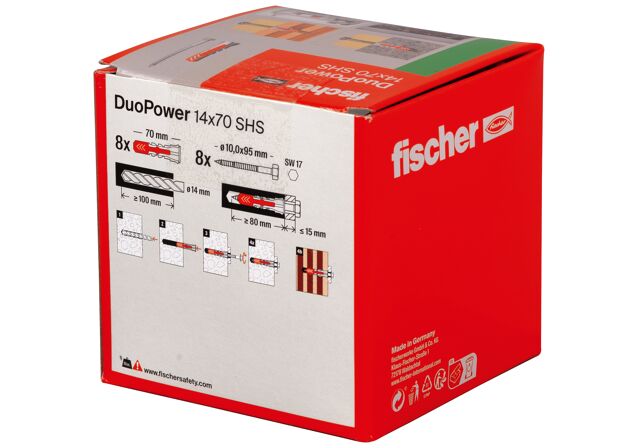 Packaging: "Cheville tous matériaux fischer DuoPower 14x70 S avec vis"