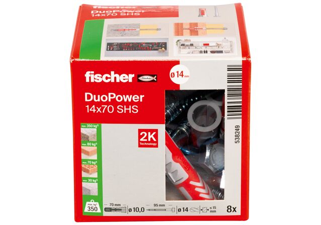 Packaging: "Cheville tous matériaux fischer DuoPower 14x70 S avec vis"