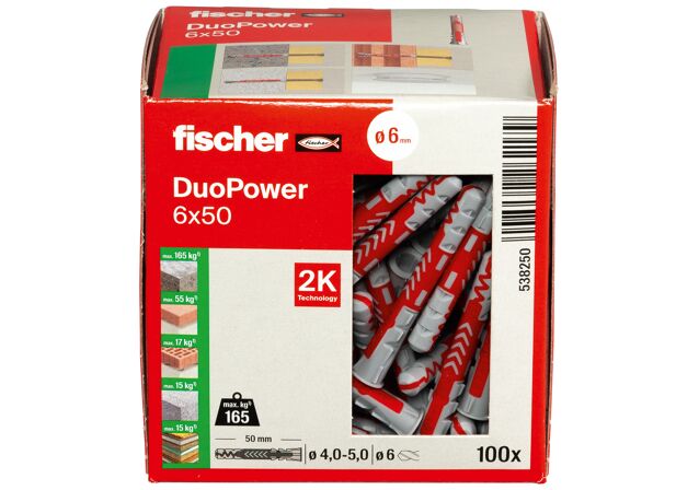 Packaging: "fischer DuoPower 6 x 50"