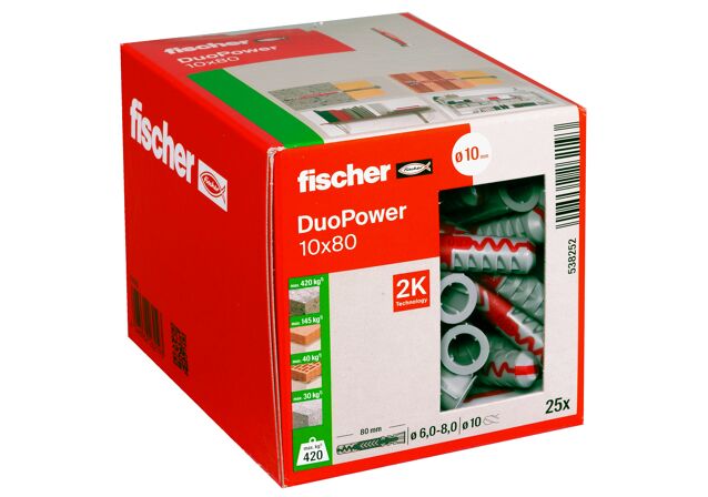 Συσκευασία: "fischer DuoPower 10x80 Νάιλον βύσμα"