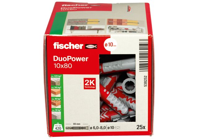 Emballasje: "fischer DuoPower universalplugg 10 x 80 DIY (NOBB 60130872)"