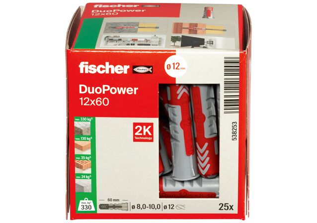 Emballasje: "fischer DuoPower universalplugg 12 x 60"
