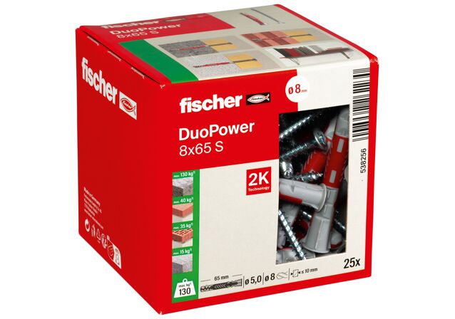 Packaging: "fischer DuoPower 8 x 65 S LD vidalı"