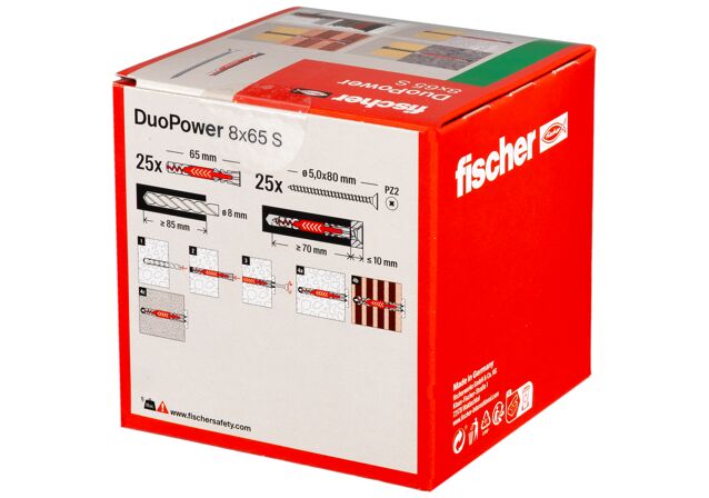 Packaging: "fischer DuoPower 8 x 65 S"