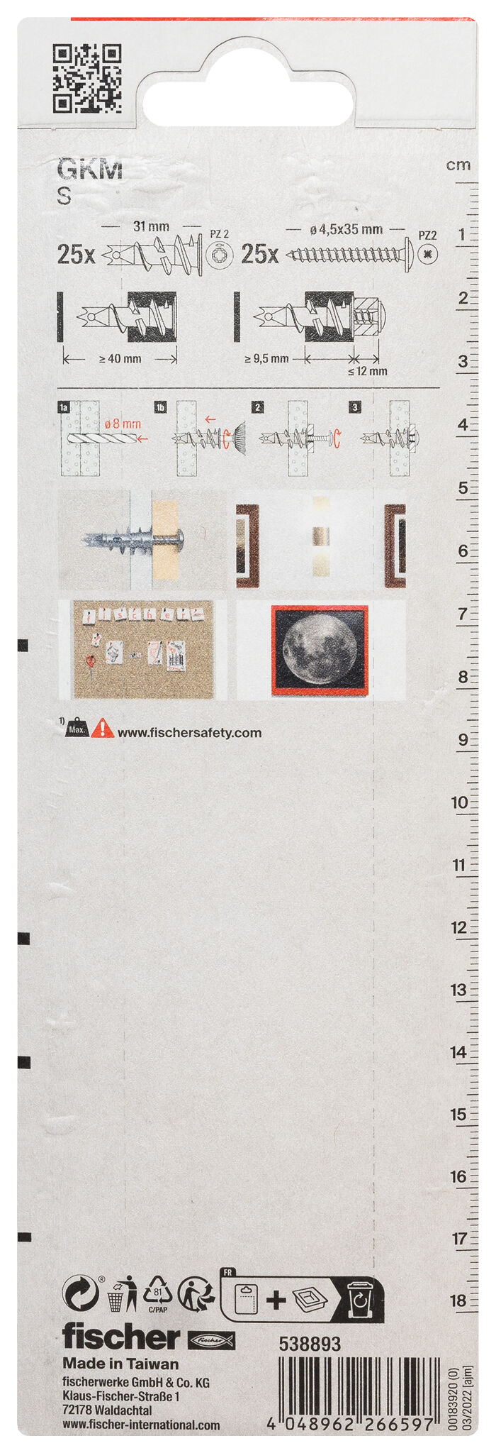 Packaging: "fischer Plasterboard fixing metal GKM BP S"