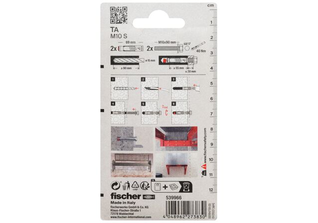 Packaging: "fischer Ağır hizmet tipi ankraj TA M10 S10 K NV"