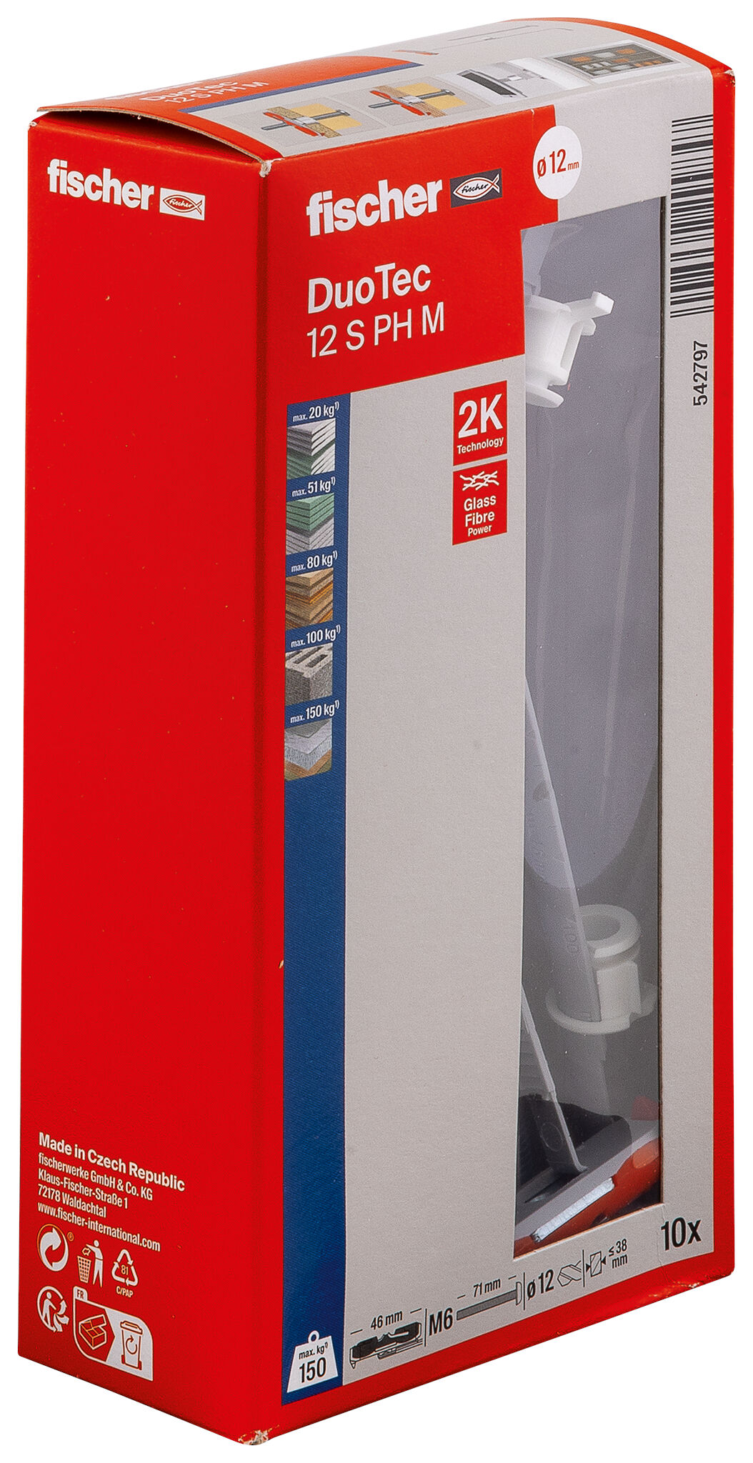 Packaging: "fischer DuoTec 12 S PH panhead screw"