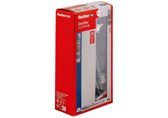 Packaging: "Cheville à bascule en nylon fischer DuoTec 12 S PH avec vis métrique à tête cylindrique"