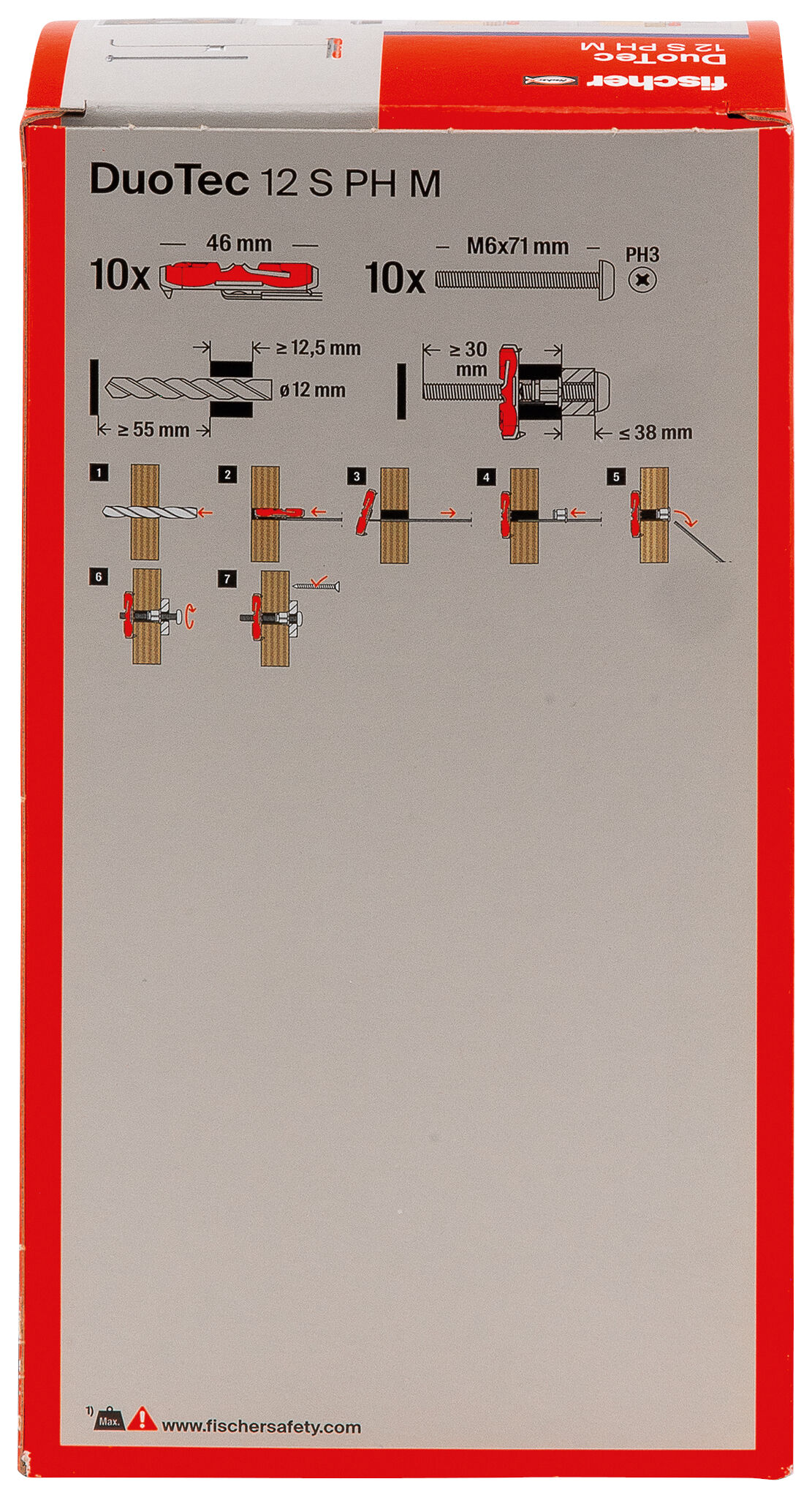 Packaging: "fischer DuoTec 12 S PH panhead screw"